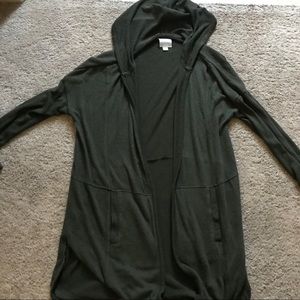 Olive green hooded cardigan